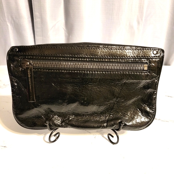 HOBO Int\'l Rare Black Genuine Patent Leather Kisslock Clutch